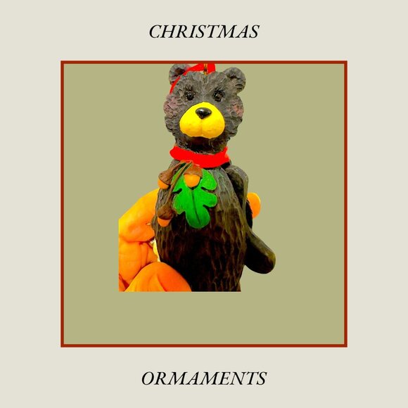 Vintage Hand-Painted Animated Bear Christmas Ornament With Fish - Picture 6 of 12